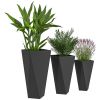 Outsunny Indoor Outdoor Planters Set of 3 MgO Tall Planters Stackable Flower Pots with Drainage Holes for Garden Balcony Black
