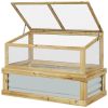 Outsunny Wooden Cold Frame Greenhouse Lean-to Raised Garden Bed Flower Planter Shelf 41x22.5x28.25 Natural