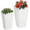 Outsunny Outdoor Planter Set 2-Pack MgO Flower Pots White Drainage for Garden Patio Yard Elegance