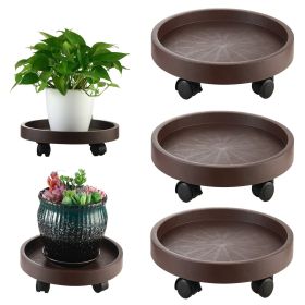 8 Pack Plant Caddy with Wheels Heavy Duty 12.8 Inch Plant Dolly with Locking Casters Rolling Plant Stand for Indoor Outdoor, Brown