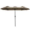 Outsunny Double-sided Patio Umbrella 9.5' Large Outdoor Market Umbrella with Push Button Tilt and Crank, 3 Air Vents and 12 Ribs, for Garden, Deck