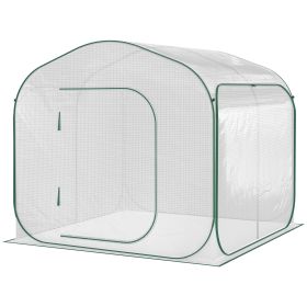 Outsunny 7' x 7' x 6' Portable Walk-in Greenhouse, Pop-up Setup, Outdoor Garden Hot House, Hobby Greenhouse Tent with Zipper Door for Growing Flowers