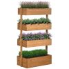 Vertical Garden Planter, Wooden 4 Tier Planter Box, Self-Draining with Non-Woven Fabric for Outdoor Flowers, Vegetables and Herbs, Orange