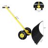 Heavy Duty Steel Snow Shovel with Wheels Adjustable Handle High Capacity Snow Pusher with Anti-Scratch Plate for Driveway & Sidewalk