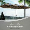 Outsunny Double-sided Patio Umbrella 9.5' Large Outdoor Market Umbrella with Push Button Tilt and Crank, 3 Air Vents and 12 Ribs, for Garden, Deck