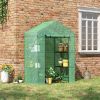 56" x 29" x 77" Walk-in Greenhouse, Garden Hot House with 3 Tier Shleves, Roll-Up Door and PE Cover, Green