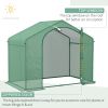 Portable Walk-in Greenhouse, PE Cover, Steel Frame Garden Hot House, Zipper Door, Top Vent for Flowers, Vegetables, Saplings, Tropical Plants, Green