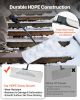 Snow Pusher Shovel, 30 in Outdoor Snowplow Shovel with Ergonomic Grip, HDPE Plastic Blade, Winter Shovels with Segmented Handle, Metal Edged Strip