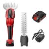 24V Cordless Handheld Grass Shear Hedge Trimmer with 90° Cutting Angle 2Pcs Replaceable Blades Electric Shrub Trimmer Hedge Cutter with Detachable Bat
