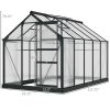 Outsunny 6' x 10' x 7' Polycarbonate Greenhouse, Heavy Duty Outdoor Aluminum Greenhouse Kit with Vent and Door for Backyard Garden, Gray
