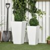 Outsunny Outdoor Planter Set 2-Pack MgO Flower Pots White Drainage for Garden Patio Yard Elegance