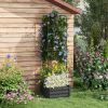 Outsunny Galvanized Raised Garden Bed, 24" x 24" x 11.75" Outdoor Planter Box with Trellis Tomato Cage and Open Bottom for Climbing Vines, Vegetables