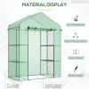 56" x 29" x 77" Walk-in Greenhouse, Garden Hot House with 3 Tier Shleves, Roll-Up Door and PE Cover, Green