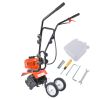 43CC 2-Stroke Gas Powered Tiller Cultivator, Handheld Rototiller for Lawn, Garden and Soil Cultivation