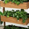 Vertical Garden Planter, Wooden 4 Tier Planter Box, Self-Draining with Non-Woven Fabric for Outdoor Flowers, Vegetables and Herbs, Orange