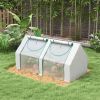 Outsunny Portable Garden Hot House 6x3x3 ft with Two PE/PVC Covers 2 Roll Up Windows Clear