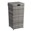 With Top Cover Iron Frame Rattan Trash Can Gary Gradient