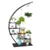 5 tier semicircular iron plant stand plant holder iron flower stand for home garden balcony patio display rack black