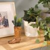 (4 pack) 7.25" Artificial Cactus Succulent in Brown Ceramic Cowboy Boot Planter