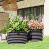 Outsunny Set of 2 Raised Garden Bed, Metal Planter Box with Safety Edging, Easy-to-assemble Stock Tank, Dark Gray
