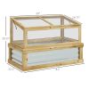 Outsunny Wooden Cold Frame Greenhouse Lean-to Raised Garden Bed Flower Planter Shelf 41x22.5x28.25 Natural