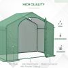 Portable Walk-in Greenhouse, PE Cover, Steel Frame Garden Hot House, Zipper Door, Top Vent for Flowers, Vegetables, Saplings, Tropical Plants, Green