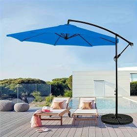 Outdoor Offset Patio Umbrella with Infinite Tilt Waterproof and Fade Resistant Recycled Fabric Canopy Cantilever Hanging Umbrella for Deck Garden Back (Color: sapphire blue)