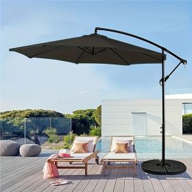 Outdoor Offset Patio Umbrella with Infinite Tilt Waterproof and Fade Resistant Recycled Fabric Canopy Cantilever Hanging Umbrella for Deck Garden Back (Color: Black)