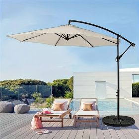 Outdoor Offset Patio Umbrella with Infinite Tilt Waterproof and Fade Resistant Recycled Fabric Canopy Cantilever Hanging Umbrella for Deck Garden Back (Color: light brown)