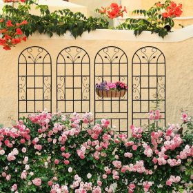 4 Pack Metal Garden Trellis 86.7" x 19.7" Rustproof Trellis for Climbing Plants Outdoor Flower Support Black (Color: Black)