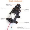 12V Water Pump with 2 Hose Clamps 130PSI Self Priming Sprayer Pump 70W Electric Diaphragm Water Pump 6L/Min for RV Camper Marine Boat